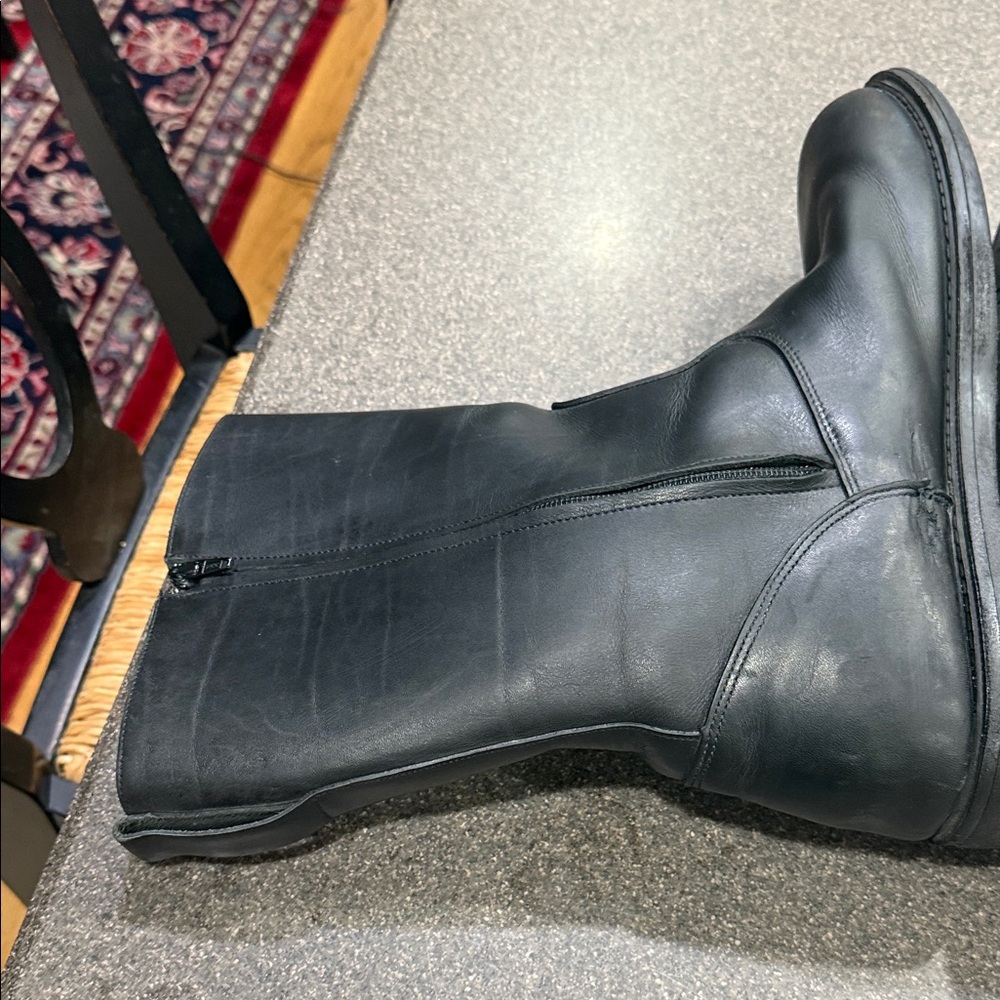 Men's Black Leather Pull-On motorcycle boots - Picture 5 of 16